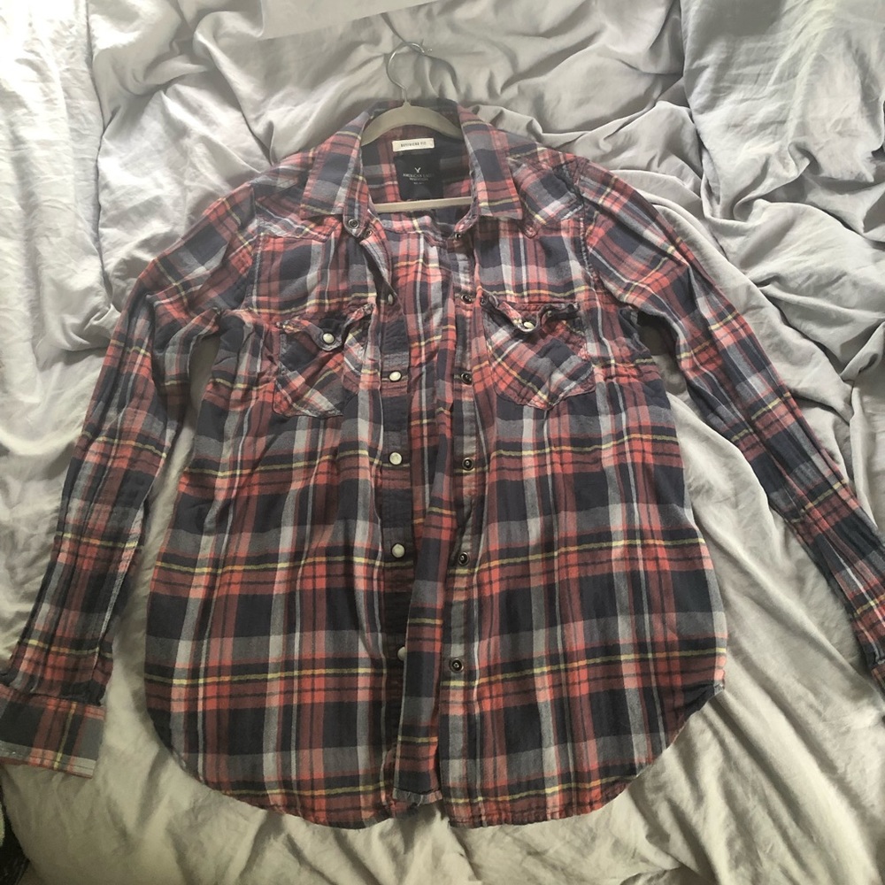 American eagle boyfriend plaid button down